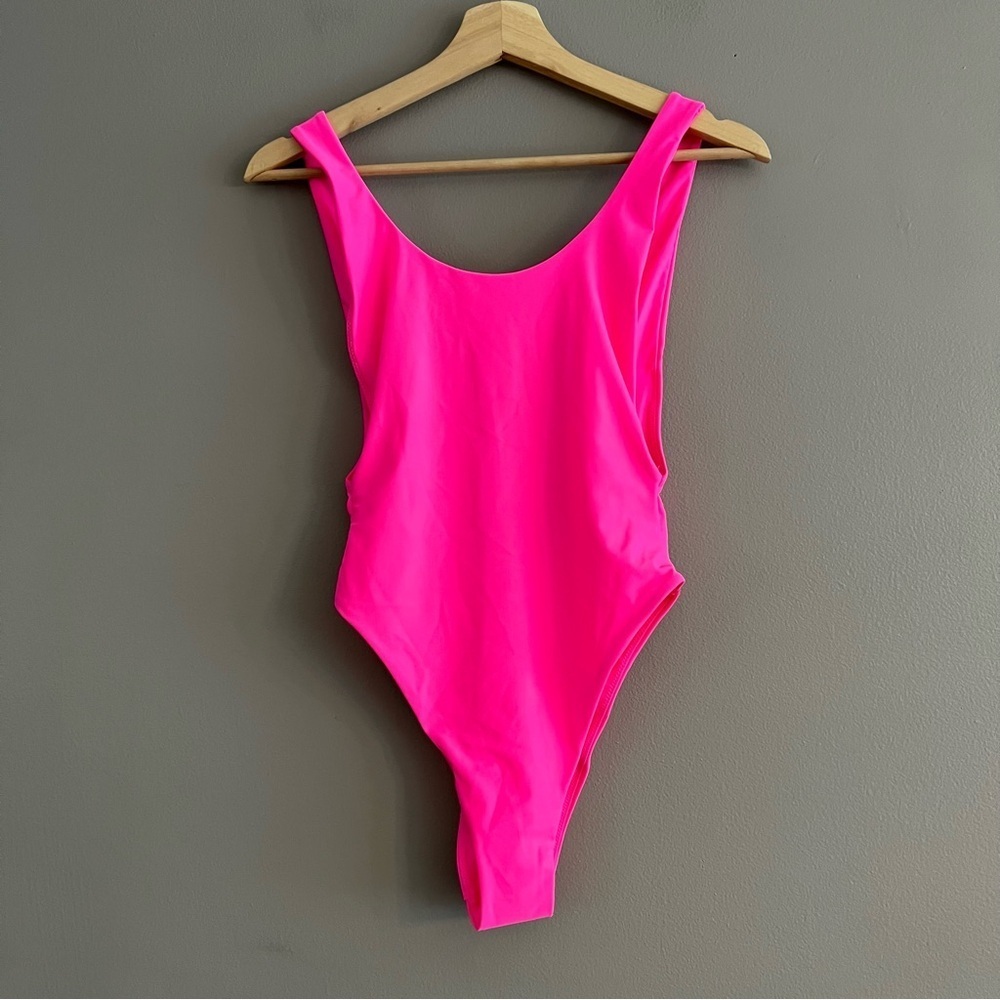 Aerie Super Scoop Cheekiest One Piece Swimsuit Neon Pink Size Small